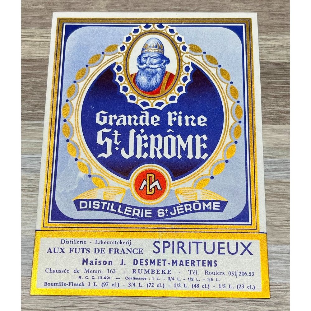 Vintage Wine Label for Grande Fine St. Jerome Aux Futs de France Distillerie